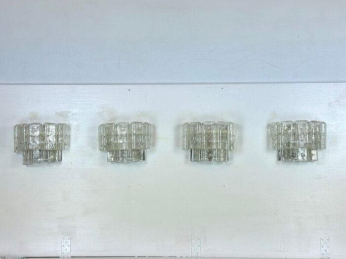 vintage italian clear murano glass sconces by vistosi manner 1970s set of 4 13