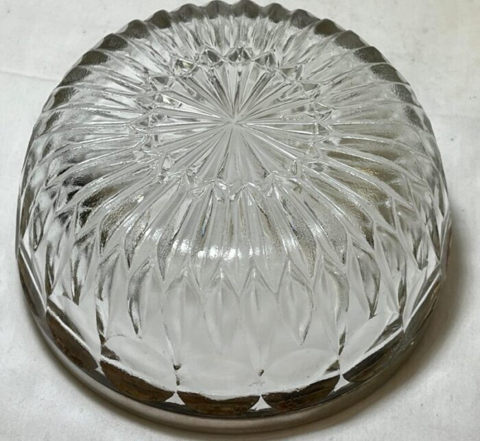 vintage italian cut glass sugar bowl with silver plate rim and spoon circa 1950 1268