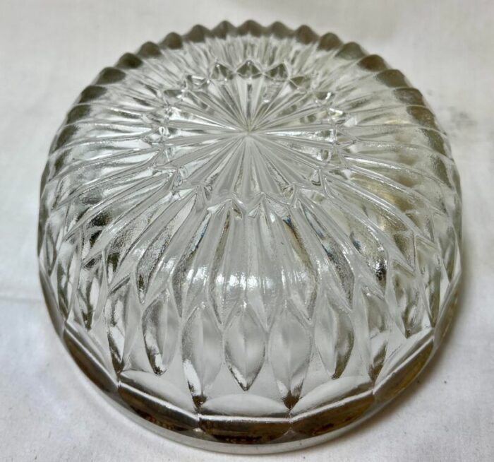 vintage italian cut glass sugar bowl with silver plate rim and spoon circa 1950 5918