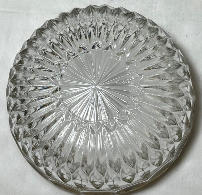 vintage italian cut glass sugar bowl with silver plate rim and spoon circa 1950 9003