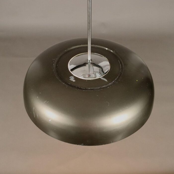 vintage italian hanging light in aluminium and glass 1960s 4