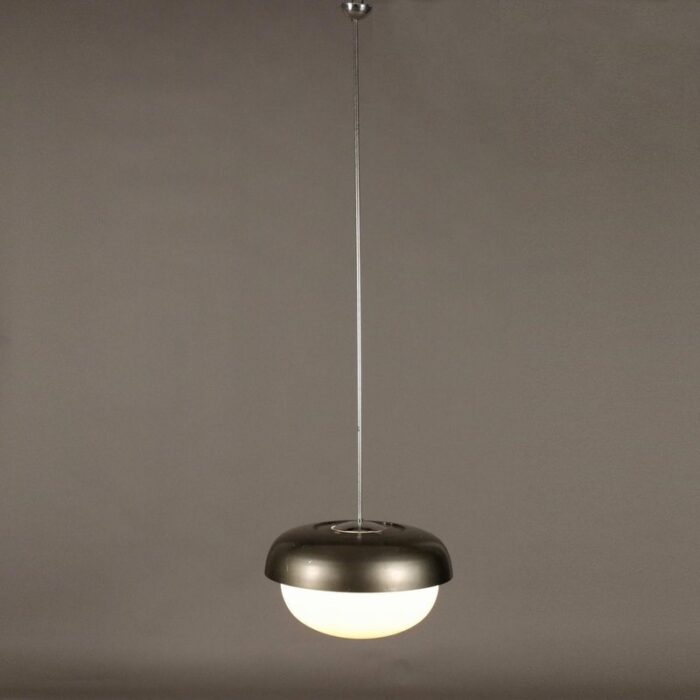 vintage italian hanging light in aluminium and glass 1960s 7