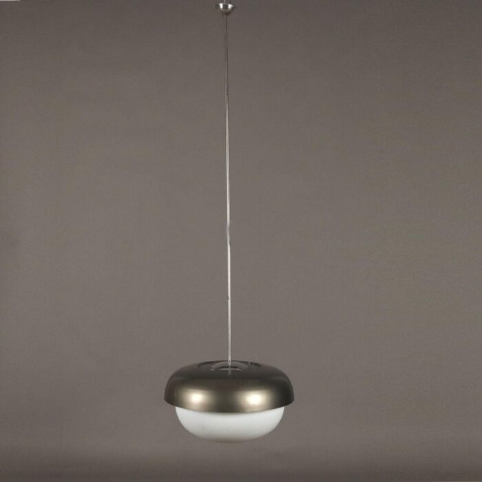 vintage italian hanging light in aluminium and glass 1960s 9