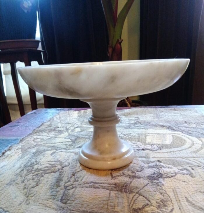 vintage italian marble compote pedestal bowl 0908