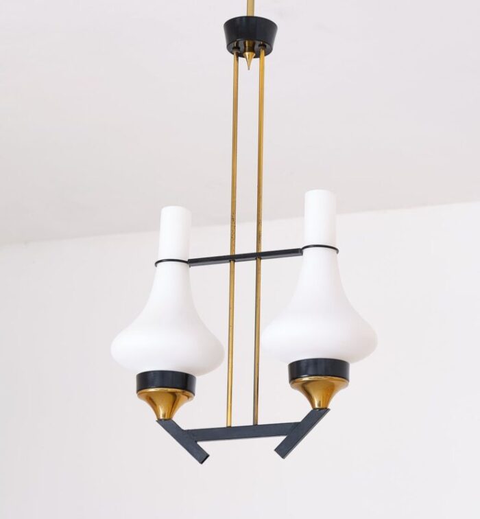 vintage italian pendant lamp in brass 1950s 3