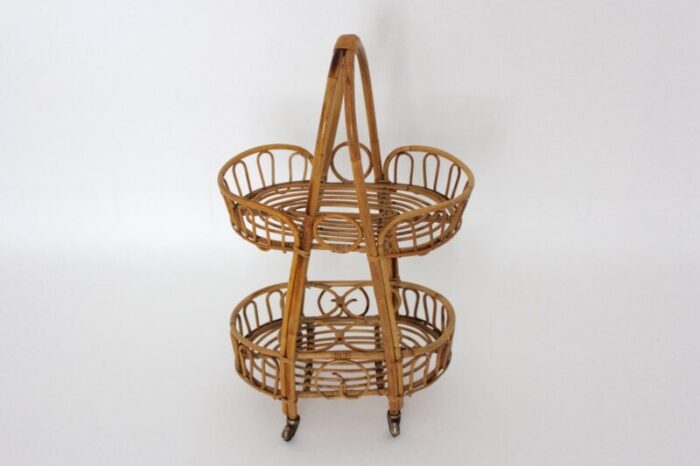 vintage italian rattan service trolley 1950s 1