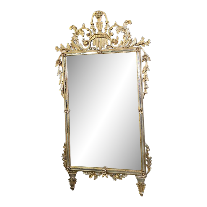 vintage italian silver leafed rococco mirror 6543