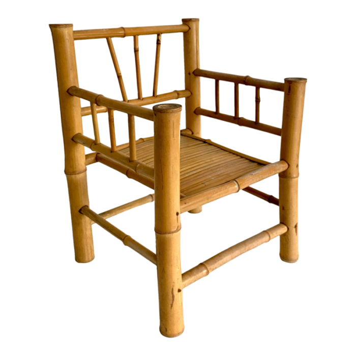 vintage japanese bamboo low chair 9475