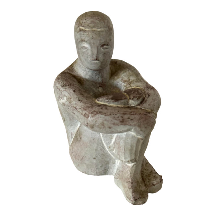 vintage john bloom seated man sculpture signed 3046