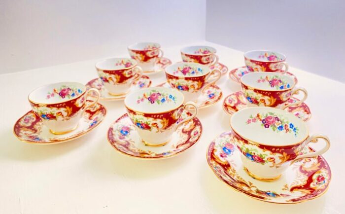 vintage lady fayre royal standard fine bone china cup and saucer set made in england 18 pieces 2639