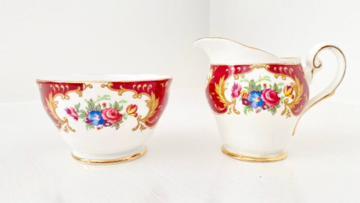 vintage lady fayre royal standard fine bone china open sugar bowl and mini creamer set made in england 2 pieces 3291