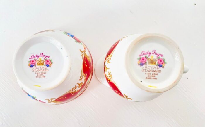 vintage lady fayre royal standard fine bone china open sugar bowl and mini creamer set made in england 2 pieces 3870