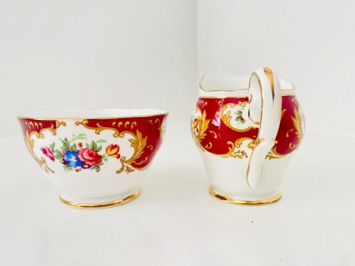 vintage lady fayre royal standard fine bone china open sugar bowl and mini creamer set made in england 2 pieces 4790