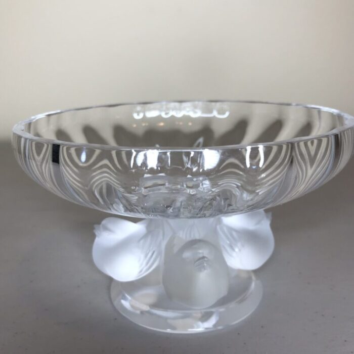 vintage lalique nogent compote footed sparrows bowl 2486