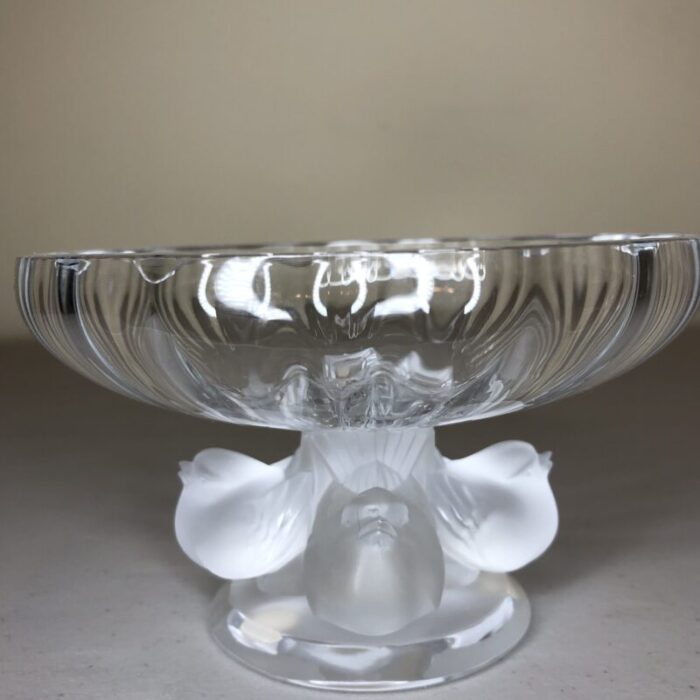 vintage lalique nogent compote footed sparrows bowl 4114