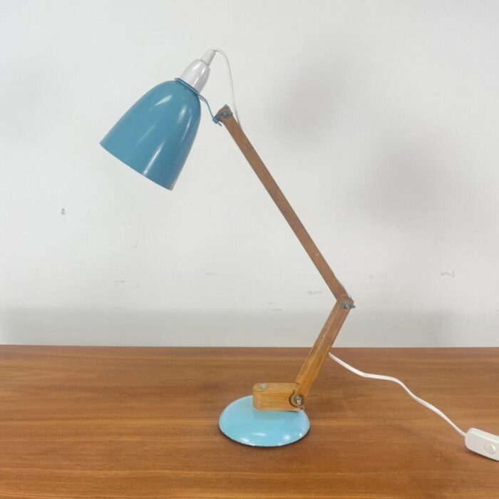 vintage maclamp in turquoise with wooden arms 1960s 1