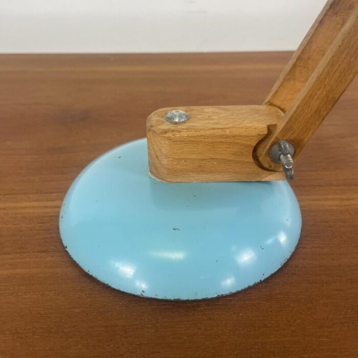 vintage maclamp in turquoise with wooden arms 1960s 2