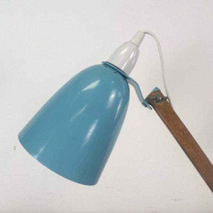 vintage maclamp in turquoise with wooden arms 1960s 3