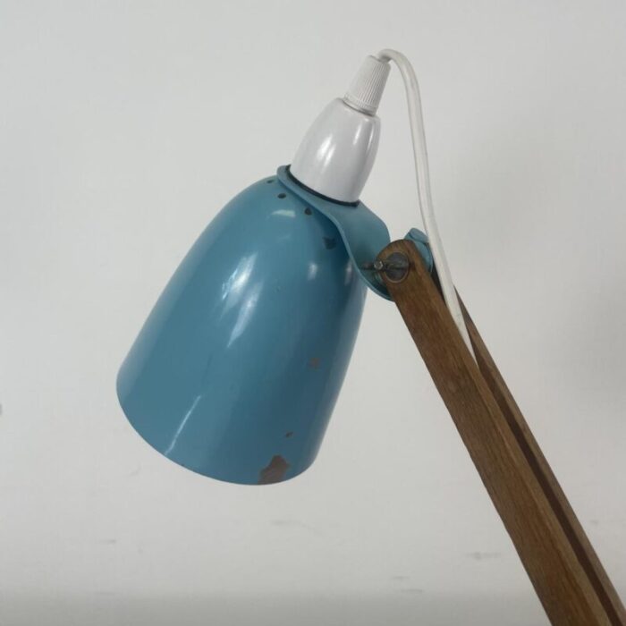 vintage maclamp in turquoise with wooden arms 1960s 4