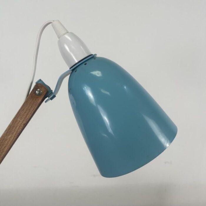 vintage maclamp in turquoise with wooden arms 1960s 7