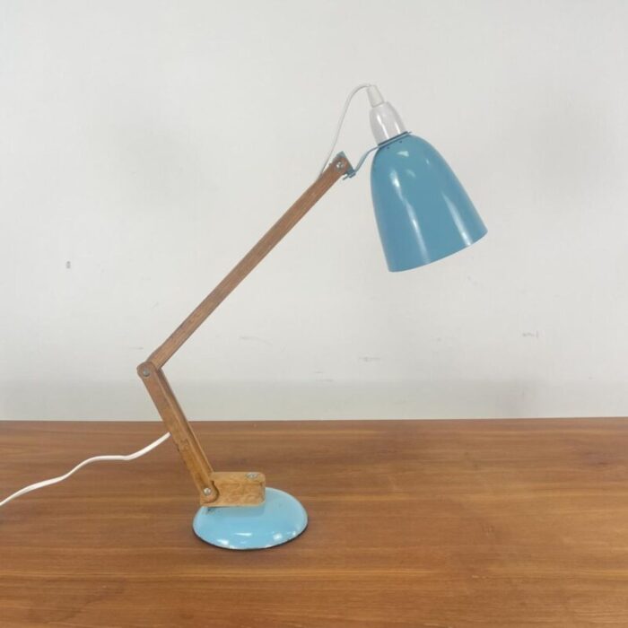 vintage maclamp in turquoise with wooden arms 1960s 8