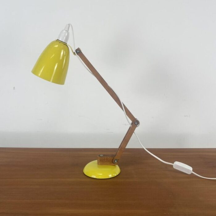 vintage maclamp in yellow with wooden arms 1960s 1