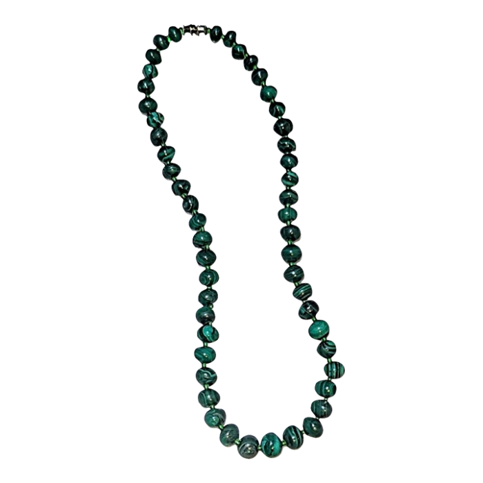 vintage malachite 21 necklace 1792