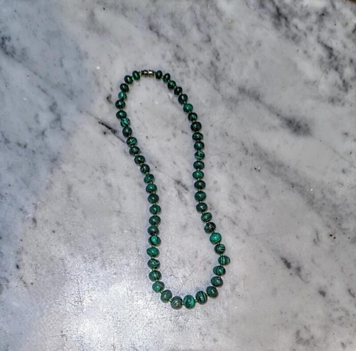 vintage malachite 21 necklace 4654