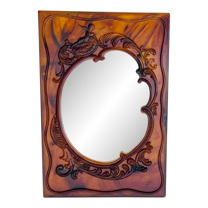 vintage marbled scrollwork small mirror 5522