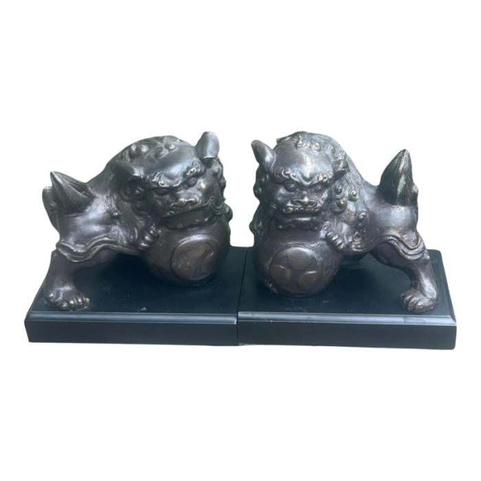 vintage metal foo dogs bookends set of 2 1723