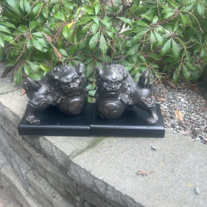 vintage metal foo dogs bookends set of 2 5826