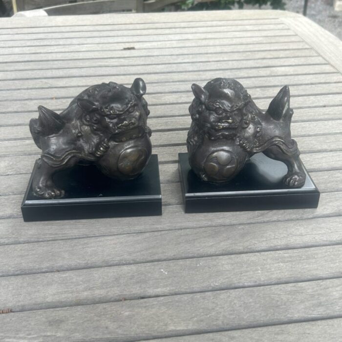 vintage metal foo dogs bookends set of 2 8513