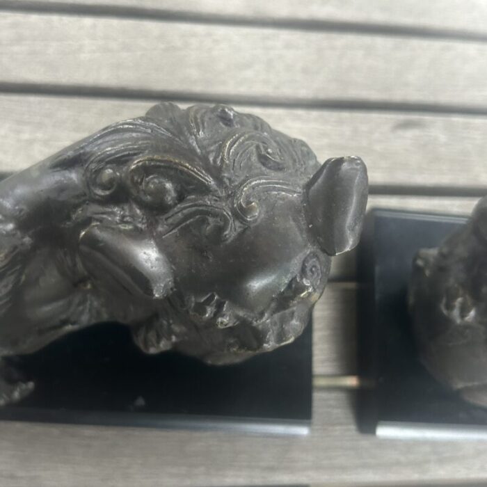 vintage metal foo dogs bookends set of 2 9194