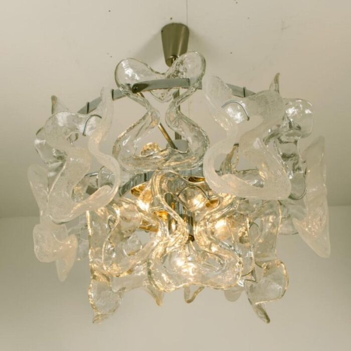 vintage murano glass and chrome chandelier by j t kalmar for kalmar 1970s 2