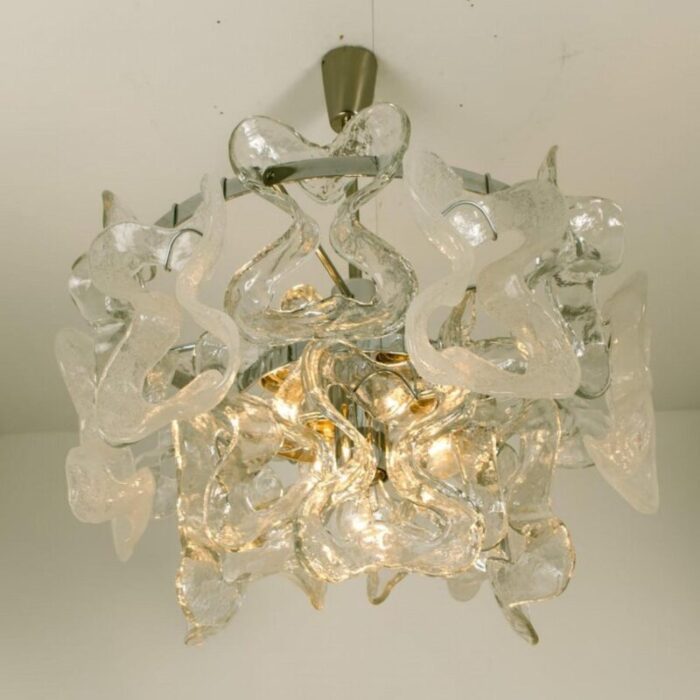 vintage murano glass and chrome chandelier by j t kalmar for kalmar 1970s 8