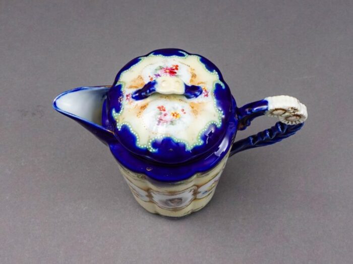 vintage nippon hand painted josephine portrait floral porcelain chocolate pot 4624