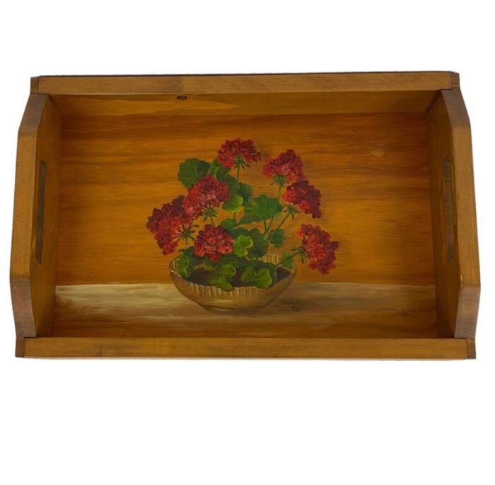 vintage painted handcrafted wood serving tray 1993 2943