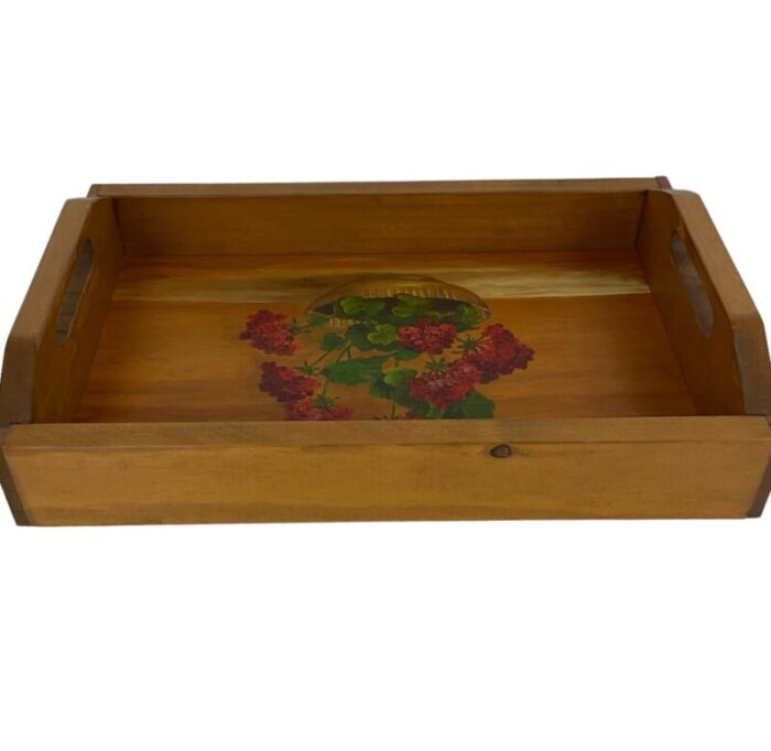 vintage painted handcrafted wood serving tray 1993 5340