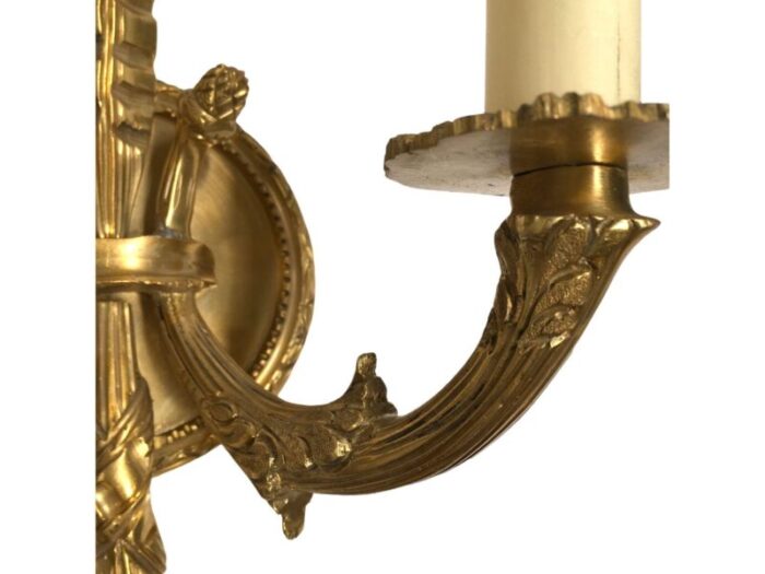 vintage pair of solid brass wall mount sconces 3761