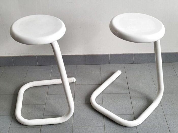 vintage paperclip k700 stools in steel by philip salmon and hugh hamilton 1980s set of 2 0596