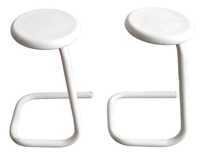 vintage paperclip k700 stools in steel by philip salmon and hugh hamilton 1980s set of 2 3887