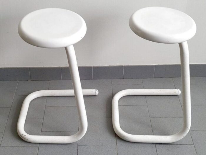 vintage paperclip k700 stools in steel by philip salmon and hugh hamilton 1980s set of 2 5388