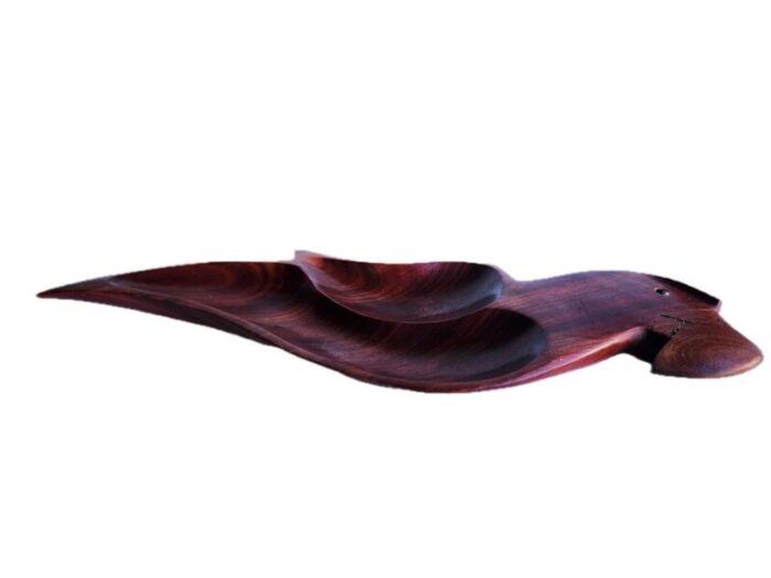 vintage parrot shaped snack bowl in cocobolo wood 1695