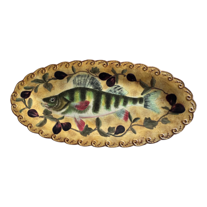 vintage raymond waites pompeii coastal italian inspired oval fish and figs platter 0850