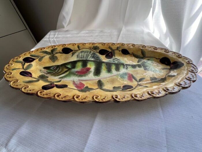 vintage raymond waites pompeii coastal italian inspired oval fish and figs platter 4853