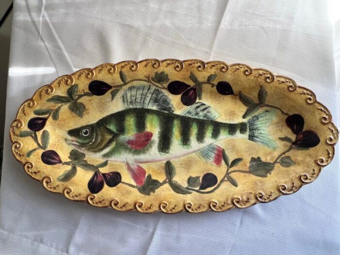 vintage raymond waites pompeii coastal italian inspired oval fish and figs platter 6305