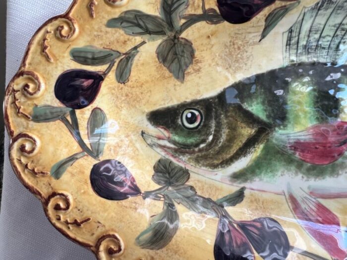 vintage raymond waites pompeii coastal italian inspired oval fish and figs platter 7492