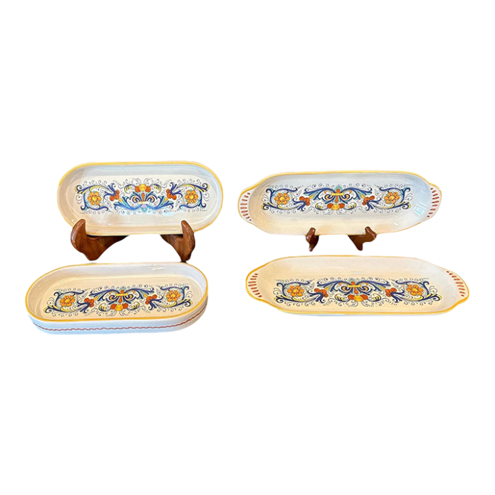 vintage ricco deruta majolica italian pottery hand painted serving trays set of 4 1839