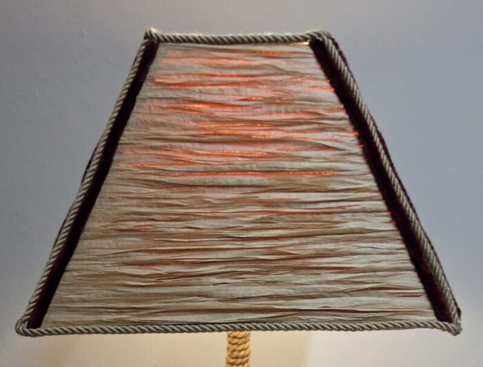 vintage rope table lamp with handmade raffia shade from lamplove 1980s 7