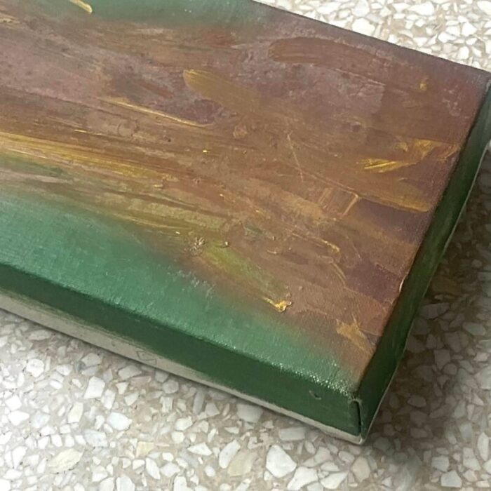 vintage russell christoffersen abstract on canvas in green and gold 6212